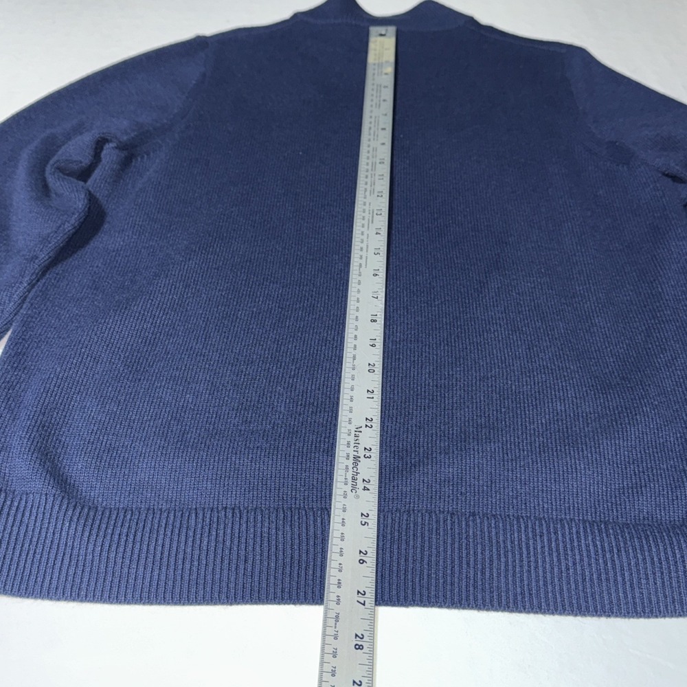 LL Bean‎ Sweater Men's L Navy Blue 1/2 Zip Pullover Wicked Soft Cotton Cashmere - Picture 5 of 9